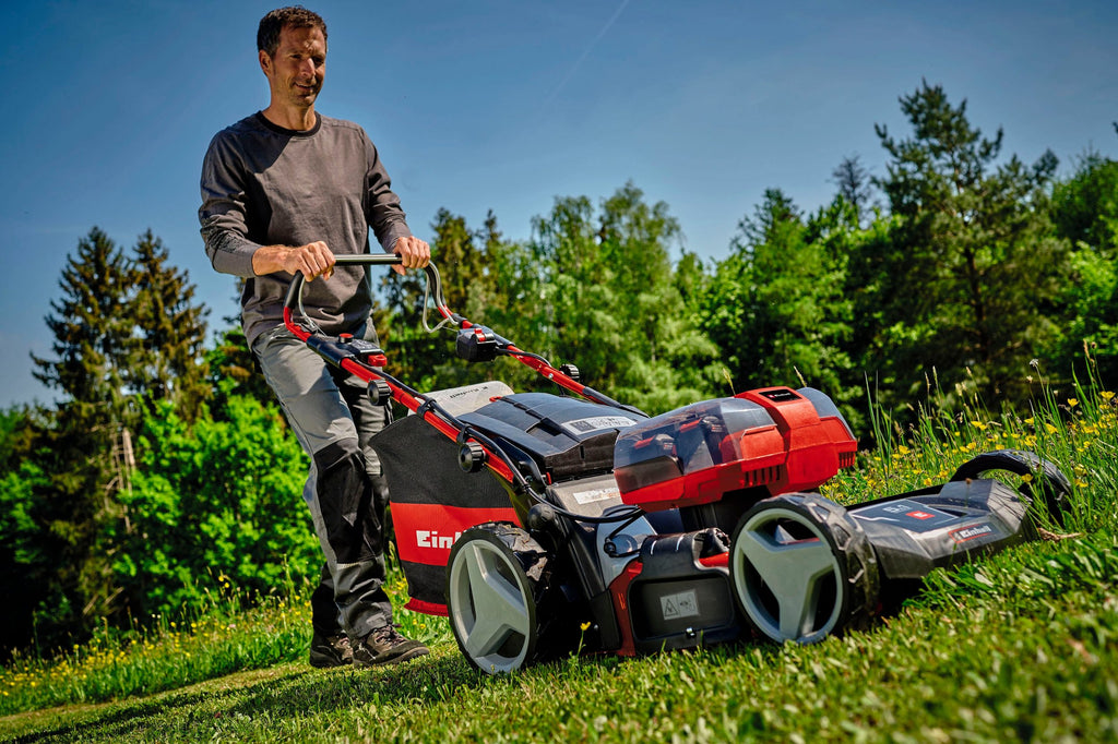 EINHELL Akkurasenmäher GP-CM 36/47 S HW Li (4x4,0Ah) 47 cm Schnittbreite, (Set), mit Radantrieb, 4 Akkus und Ladegerät