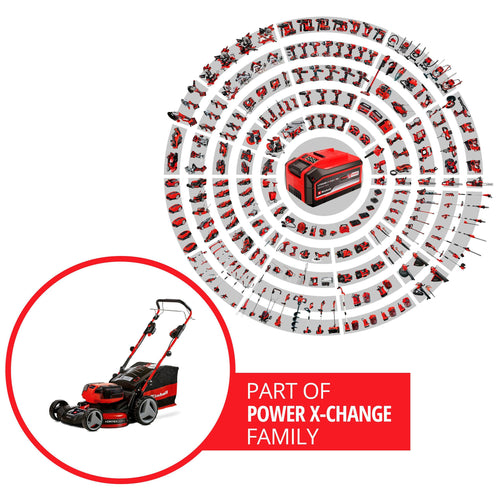 EINHELL Akkurasenmäher GP-CM 36/47 S HW Li (4x4,0Ah) 47 cm Schnittbreite, (Set), mit Radantrieb, 4 Akkus und Ladegerät