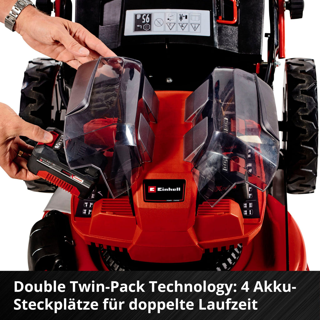 EINHELL Akkurasenmäher GP-CM 36/47 S HW Li (4x4,0Ah) 47 cm Schnittbreite, (Set), mit Radantrieb, 4 Akkus und Ladegerät